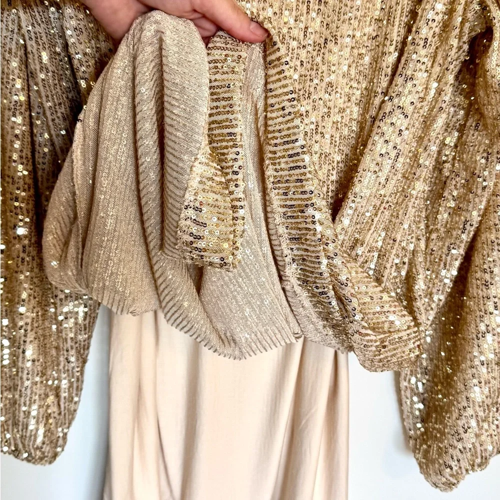 NWOT Z Supply Champagne Gold Sequin Mini Dress - Picture 4 of 6